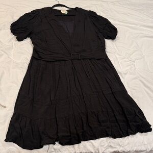 Anthropologie Black Belted Dress